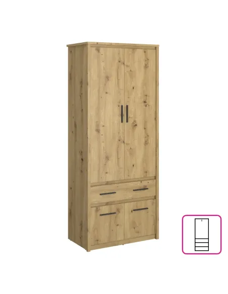 Dulap AIRON, dormitor, 70x42x210.5 cm, PAL melaminat | MobilaOK