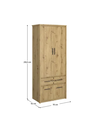Dulap AIRON, dormitor, 70x42x210.5 cm, PAL melaminat | MobilaOK