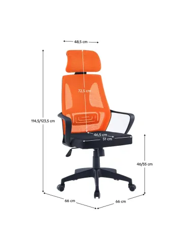 Fotoliu TAXIS NEW birou, 66x66x123.5 cm, plastic | MobilaOK