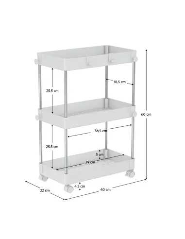 Etajeră ALIOL, mobilă, 40x22x60 cm, Plastic și Oțel | MobilaOK
