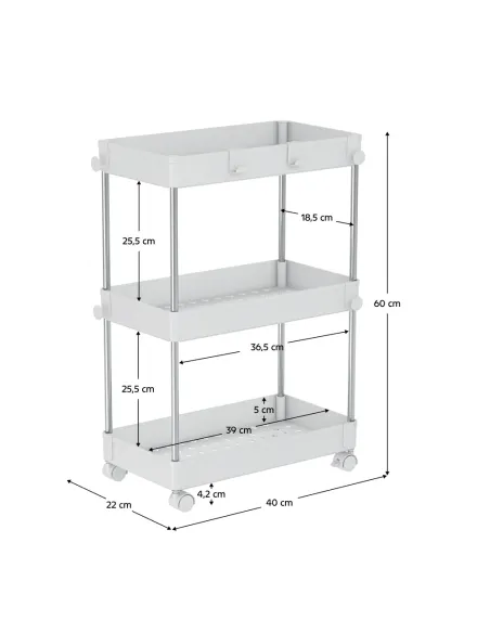 Etajeră ALIOL, mobilă, 40x22x60 cm, Plastic și Oțel | MobilaOK