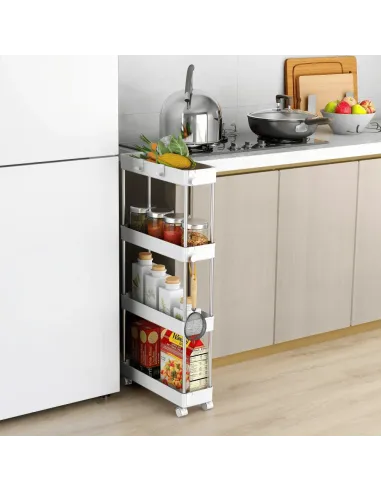 Etajeră ALIOL TIP 2 pentru bucătărie/baie, 40x13x85 cm, Plastic/Oțel | MobilaOK