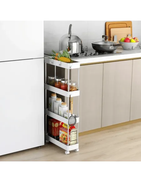 Etajeră ALIOL TIP 2 pentru bucătărie/baie, 40x13x85 cm, Plastic/Oțel | MobilaOK