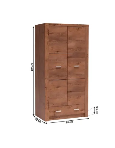 Dulap INFINITY I-01 pentru dormitor/hol, 96x192x58 cm, PAL melaminat frasin deschis | MobilaOK