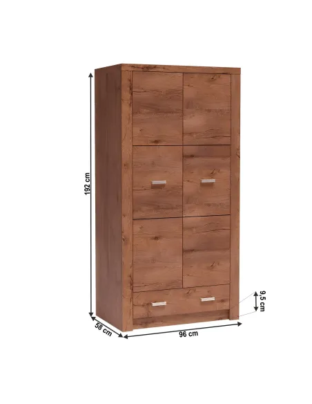 Dulap INFINITY I-01 pentru dormitor/hol, 96x192x58 cm, PAL melaminat frasin deschis | MobilaOK