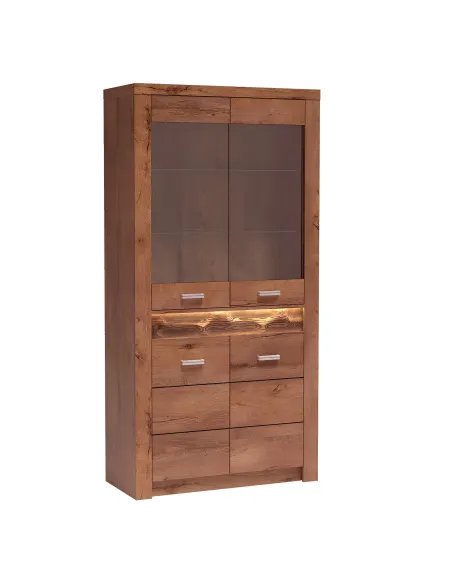 Vitrină INFINITY I-03, living, 96x192x42 cm, PAL melaminat frasin deschis | MobilaOK
