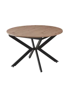 Masă Dining KONDELA, extensibilă 120x120-160x75 cm, MDF stejar artisan și metal | MobilaOK