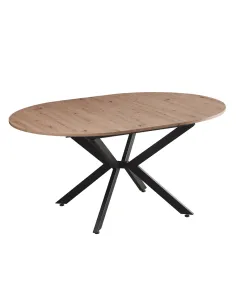 Masă Dining KONDELA, extensibilă 120x120-160x75 cm, MDF stejar artisan și metal | MobilaOK 2