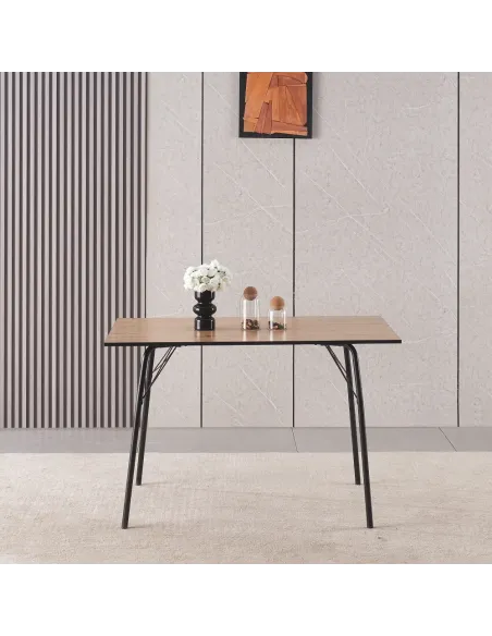 Masă Dining NALAK, sufragerie, 120x75x75 cm, MDF și metal | MobilaOK