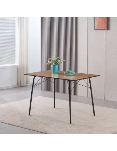 Masă Dining NALAK, sufragerie, 120x75x75 cm, MDF și metal | MobilaOK
