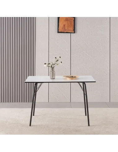 Masă NALAK, sufragerie/dining, 120x75x75 cm, MDF și metal | MobilaOK