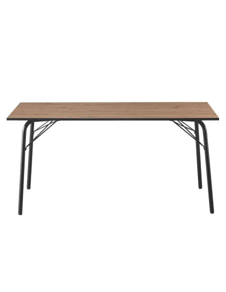Masă NALAK, sufragerie, 160x80x75 cm, MDF stejar artisan și metal | MobilaOK
