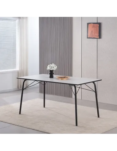 Masă dining NALAK, sufragerie, 160x80x75 cm, PAL/Metal | MobilaOK