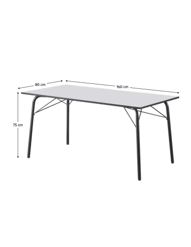 Masă dining NALAK, sufragerie, 160x80x75 cm, PAL/Metal | MobilaOK