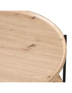 Măsuță de cafea LAPIS living, rotundă Ø80x40cm, MDF stejar artisan și metal negru | MobilaOK 2