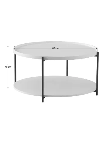 Măsuță de cafea LAPIS, living, Ø80x40 cm, MDF și metal | MobilaOK