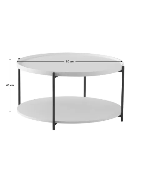 Măsuță de cafea LAPIS, living, Ø80x40 cm, MDF și metal | MobilaOK