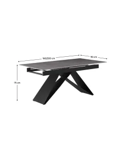 Masă Dining MAJED extensibilă, living/dining, 160-200x90 cm, ceramică/metal | MobilaOK 2