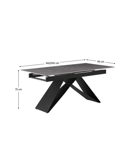 Masă Dining MAJED extensibilă, living/dining, 160-200x90 cm, ceramică/metal | MobilaOK