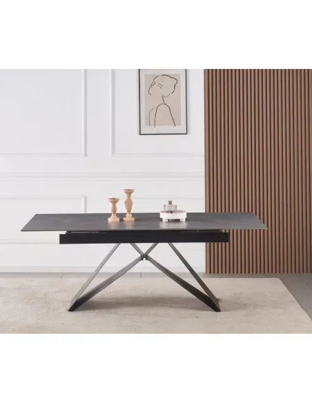Masă Dining MAJED extensibilă, living/dining, 160-200x90 cm, ceramică/metal | MobilaOK