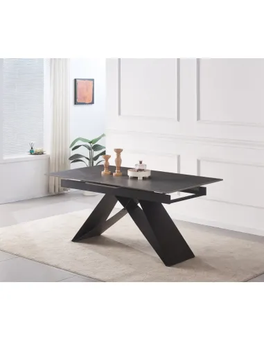 Masă Dining MAJED extensibilă, living/dining, 160-200x90 cm, ceramică/metal | MobilaOK
