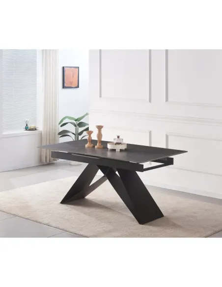 Masă Dining MAJED extensibilă, living/dining, 160-200x90 cm, ceramică/metal | MobilaOK
