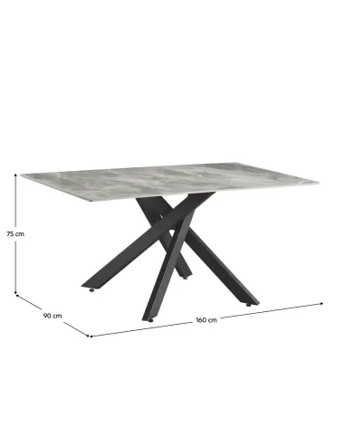 Masă Dining ZENOS, sufragerie, 160x90 cm, ceramică și metal | MobilaOK