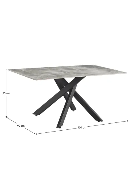Masă Dining ZENOS, sufragerie, 160x90 cm, ceramică și metal | MobilaOK
