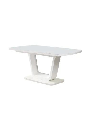 Masă dining extensibilă OLAV, living/bucătărie, 160-200x90 cm, MDF/sticlă temperată | MobilaOK