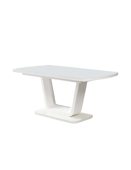 Masă dining extensibilă OLAV, living/bucătărie, 160-200x90 cm, MDF/sticlă temperată | MobilaOK