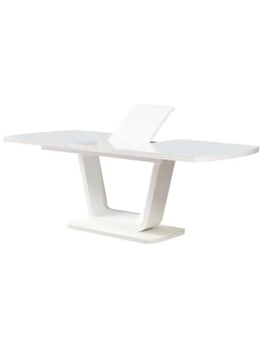 Masă dining extensibilă OLAV, living/bucătărie, 160-200x90 cm, MDF/sticlă temperată | MobilaOK