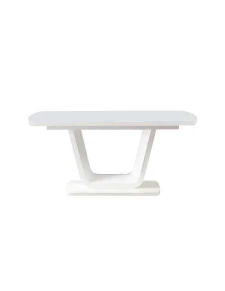 Masă dining extensibilă OLAV, living/bucătărie, 160-200x90 cm, MDF/sticlă temperată | MobilaOK