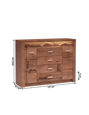 Comodă INFINITY I-07 dormitor 137x103.5x42 cm PAL melaminat frasin deschis | MobilaOK