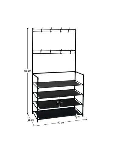 Cuier TARAS pentru hol, 80x28x158 cm, Metal/Plastic/Textil | MobilaOK