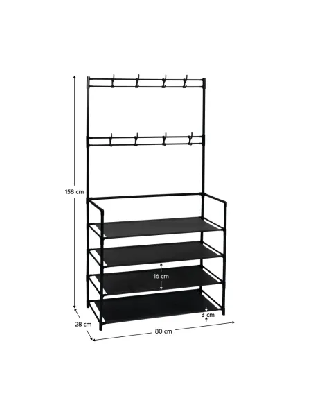 Cuier TARAS pentru hol, 80x28x158 cm, Metal/Plastic/Textil | MobilaOK