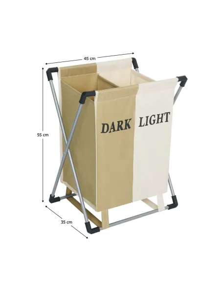 Coș de rufe LAUNDRY NEW TYP 2, baie/dormitor, 45x35x55 cm, Pânză și Metal | MobilaOK