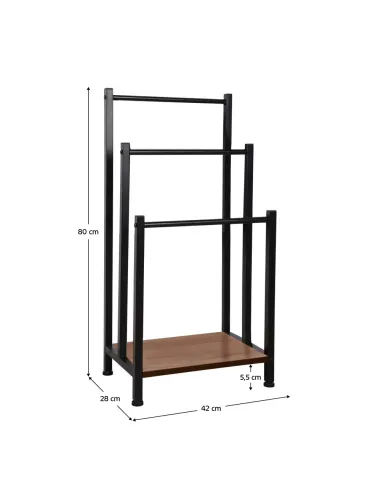 Suport pentru prosoape, OGIN, baie, 42x28x80 cm, metal si MDF | MobilaOK