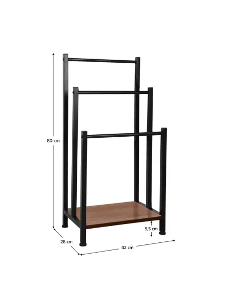 Suport pentru prosoape, OGIN, baie, 42x28x80 cm, metal si MDF | MobilaOK