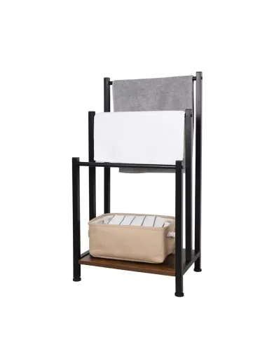Suport pentru prosoape, OGIN, baie, 42x28x80 cm, metal si MDF | MobilaOK