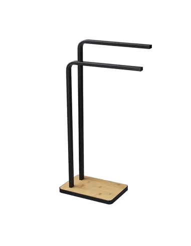 Suport pentru prosoape KONDELA, baie, 19.8x41.7x76.5 cm, metal/bambus | MobilaOK