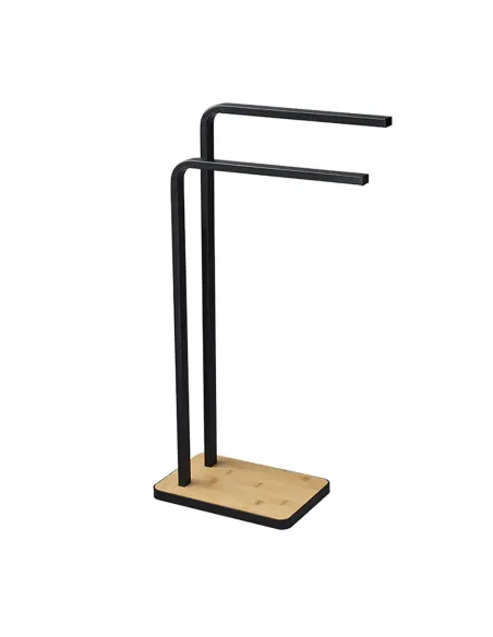 Suport pentru prosoape KONDELA, baie, 19.8x41.7x76.5 cm, metal/bambus | MobilaOK