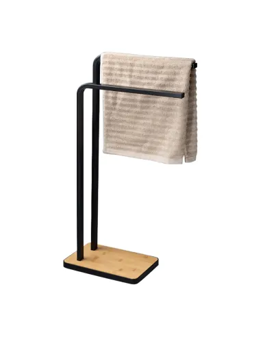 Suport pentru prosoape KONDELA, baie, 19.8x41.7x76.5 cm, metal/bambus | MobilaOK