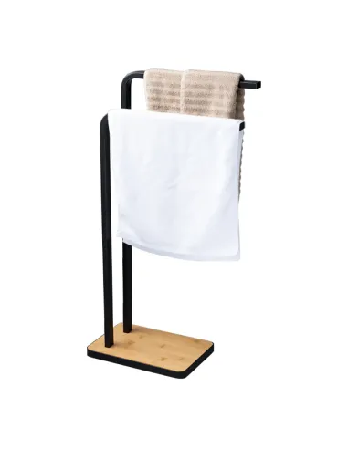 Suport pentru prosoape KONDELA, baie, 19.8x41.7x76.5 cm, metal/bambus | MobilaOK