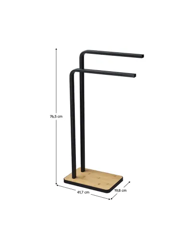 Suport pentru prosoape KONDELA, baie, 19.8x41.7x76.5 cm, metal/bambus | MobilaOK