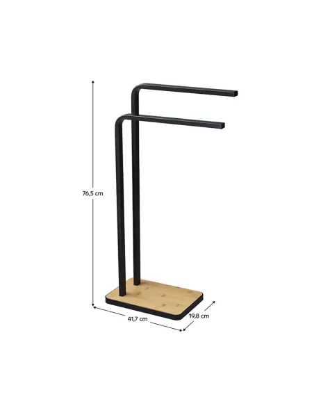 Suport pentru prosoape KONDELA, baie, 19.8x41.7x76.5 cm, metal/bambus | MobilaOK
