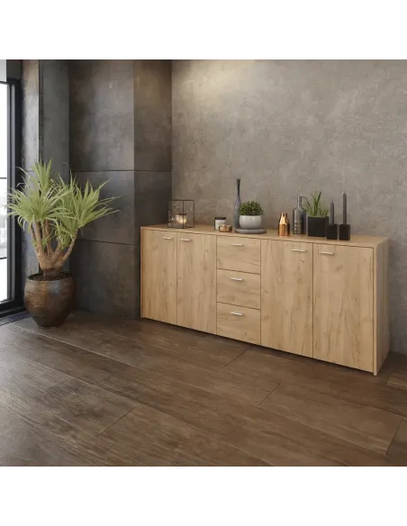 Comodă HUGOS 180, dormitor/living, 180x42x74.5 cm, PAL melaminat stejar artisan | MobilaOK