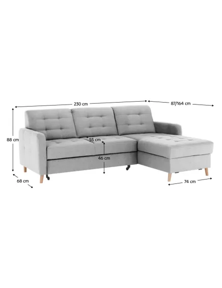 Colțar Extensibil VISBY, living, 230x87/164x88 cm, PAL, Ţesătură | MobilaOK