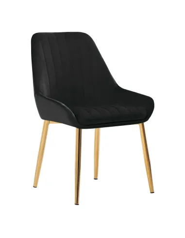 Scaun PERLIA, living/dining, 56x62x89 cm, catifea/metal auriu | MobilaOK
