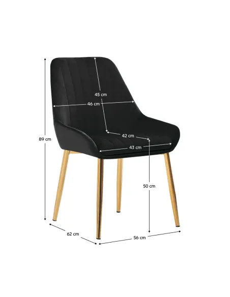 Scaun PERLIA, living/dining, 56x62x89 cm, catifea/metal auriu | MobilaOK