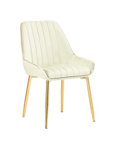 Scaun PERLIA dining, 56x62x89 cm, catifea bej/metal auriu | MobilaOK